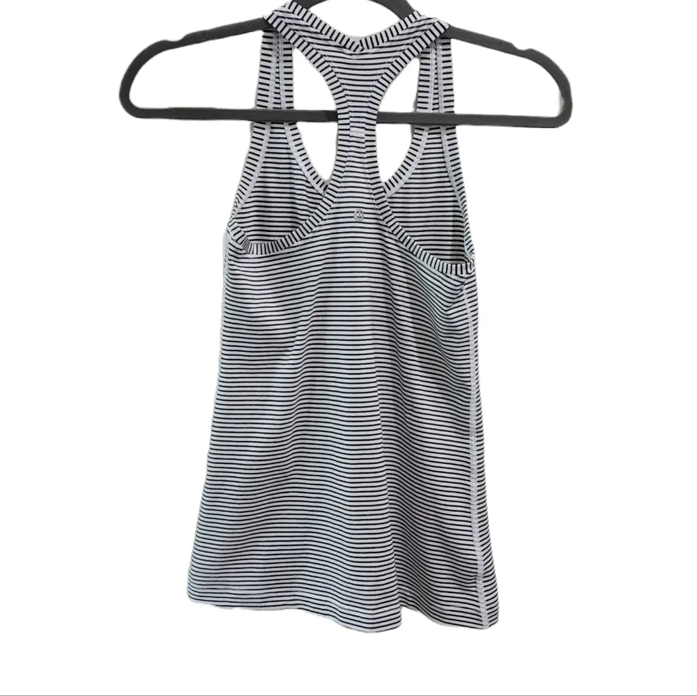 Lululemon black and white striped Racer back Tank top - Picture 2 of 4